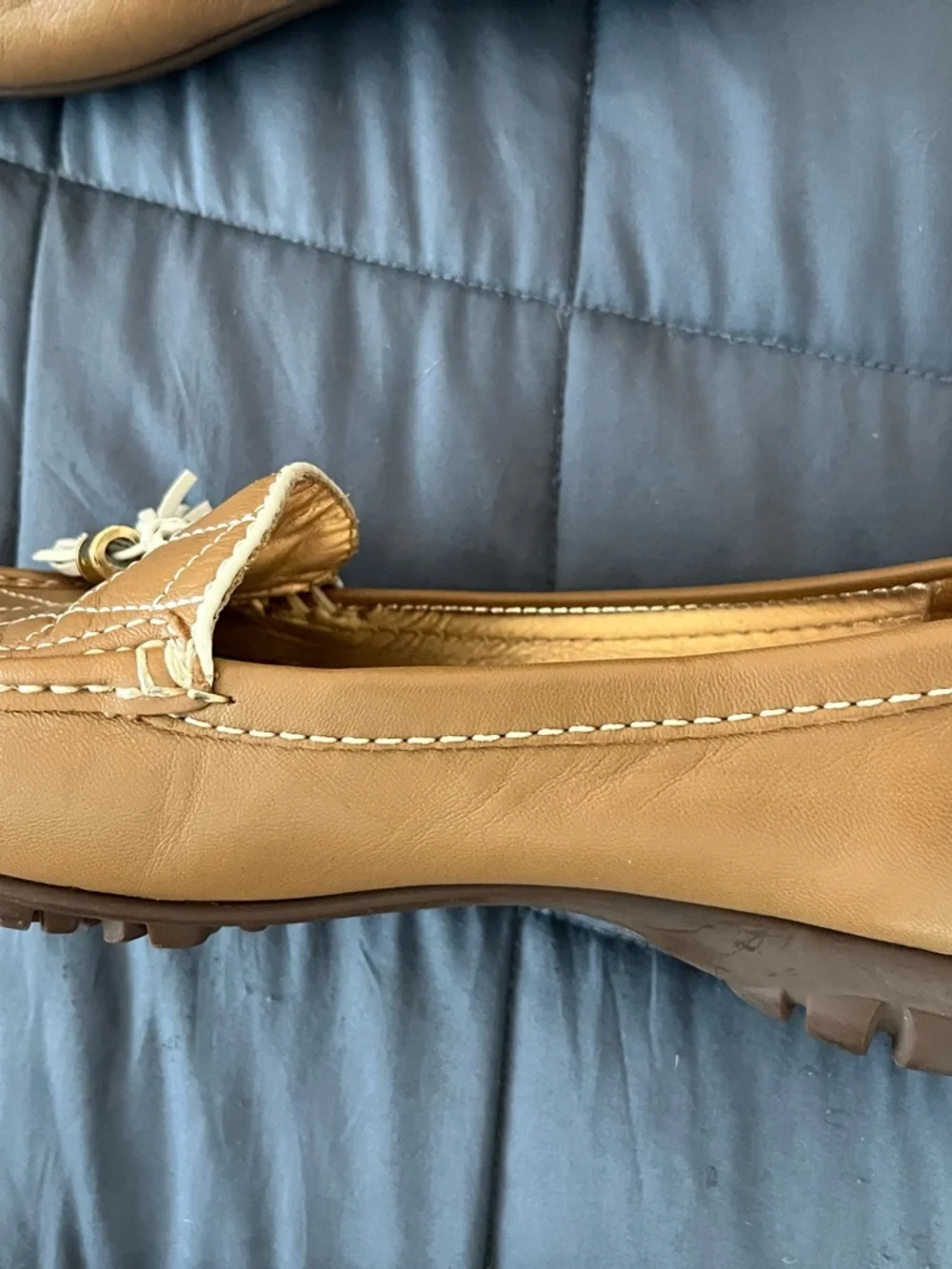 Marc Joseph Camel/Tan Leather Tassel Loafers for Women - Picture 4 of 6